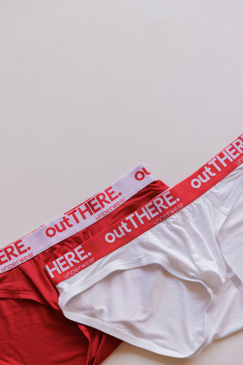 Men's Relaxed Brief - White/Red